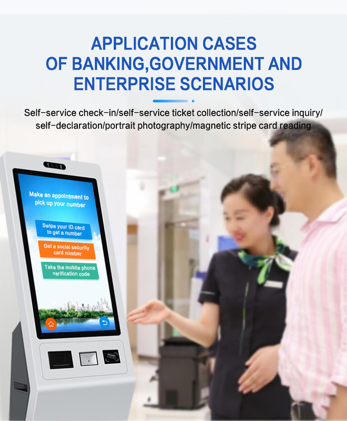 Touch Screen Kiosk POS System, 21.5 Inch Screen, Self-Service Payment Terminal QR Code Scanner Optional With HD Resolution