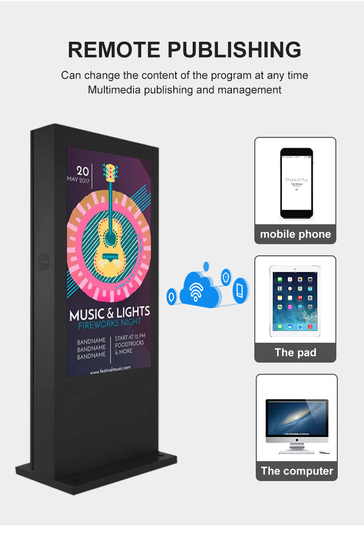 32 inch Outdoor floor standing High brightness IP65 Android system with CMS software Publishing with one click
