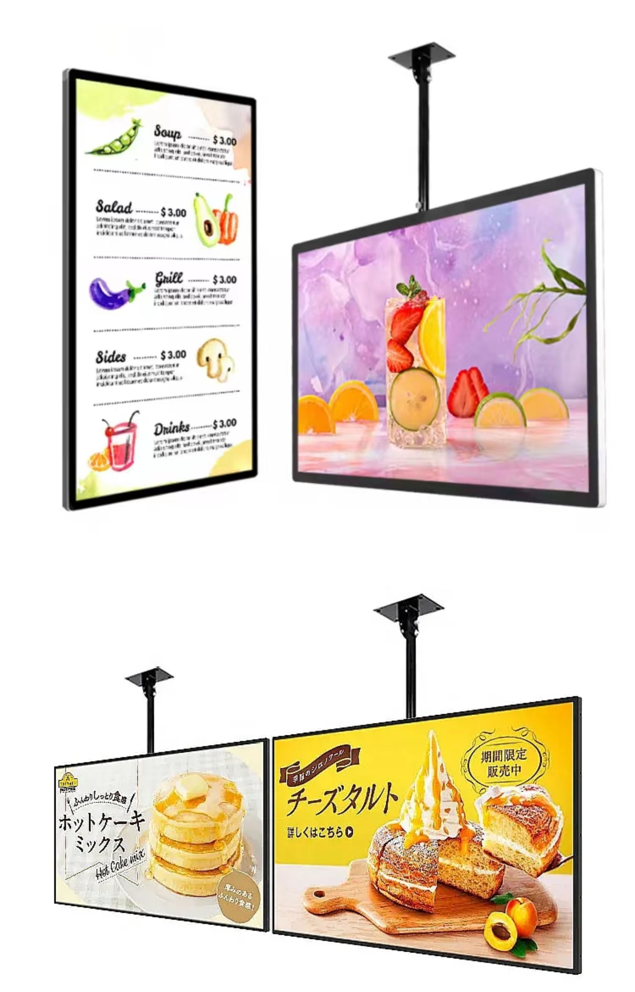 Narrow Bezel Wall Mounted Digital Signage 21.5 Inch 1920×1080 Resolution Indoor support split screen for store