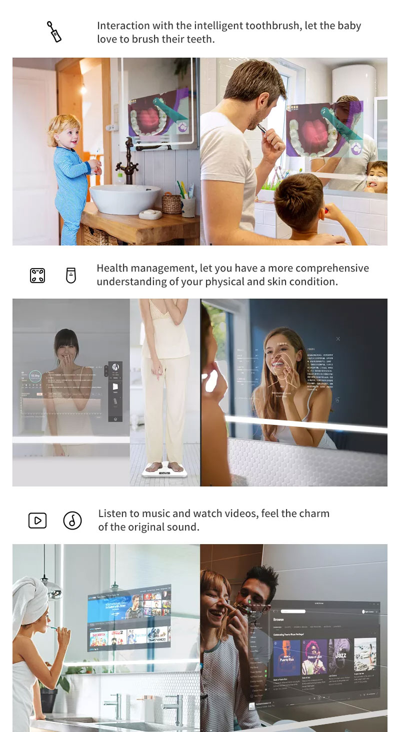 21.5 Inch Android Smart TV Mirror , Touch Screen LCD Mirror For Vanity Dressing Makeup