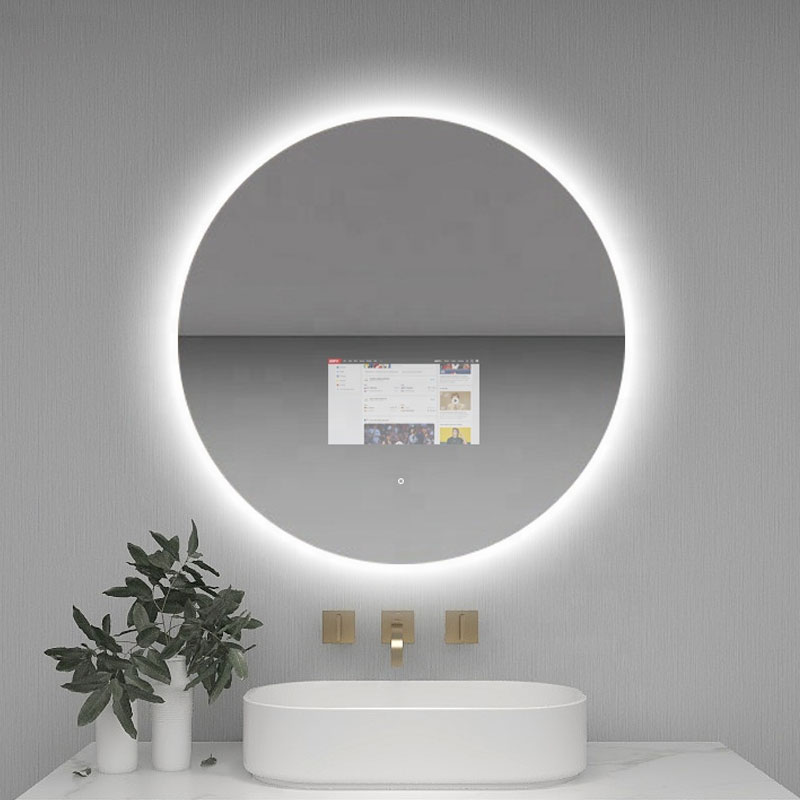 Customized 49 inch Round Smart Mirror Wall Mounted For Ladies Makeup Android systerm touch screen