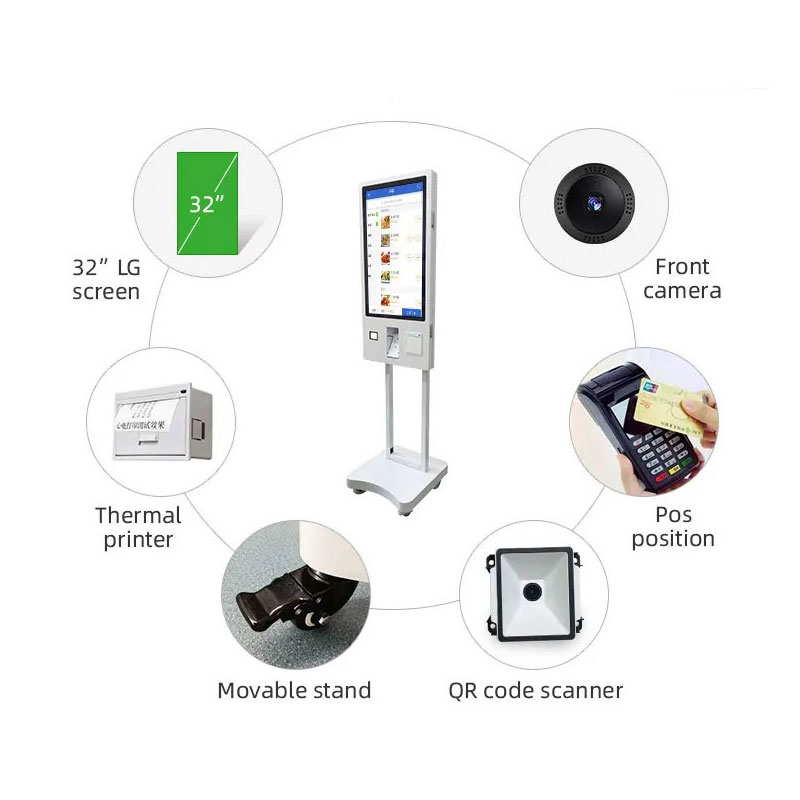 Wall mounted 18.5  Supermarket Self Service Payment Kiosk With Binocular Camera And Resilient Sheet Metal Shell