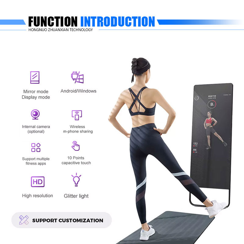 Hot sale 21.5 inch Interactive Glass Sensor Smart Fitness wall mounted Mirror For Home Gym Exercise