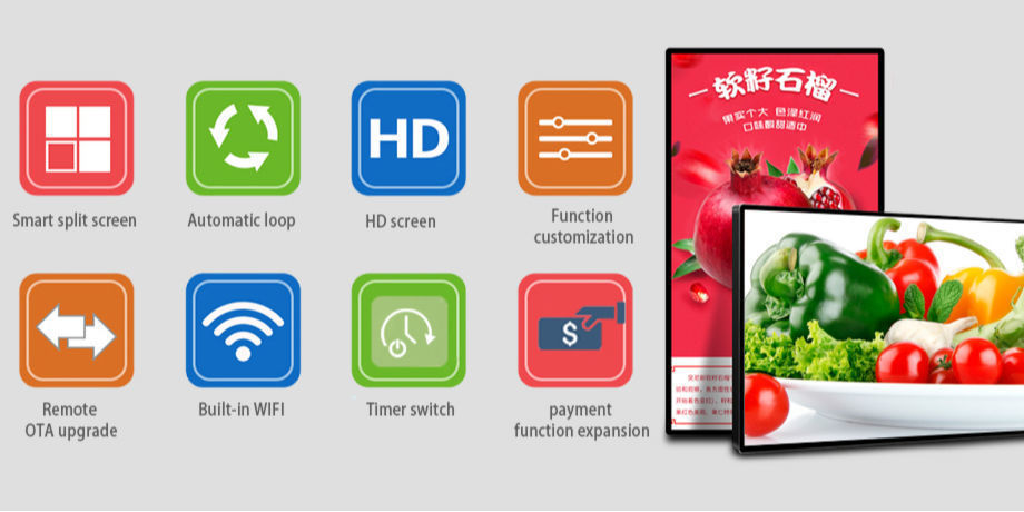 65 Inch 4k Wall Mounted Digital Signage Ultra Thin With High Brightness from shopping mall cinema staion